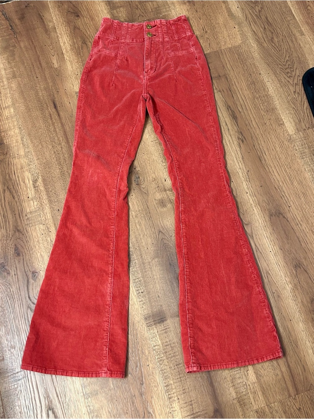 High-Waist Rust Corduroy Flared Pants